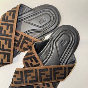 $3 BUY NOW THURSDAY 9/19 @ 2pm: Fendi Zucca Canvas Crisscross Slide Sandals